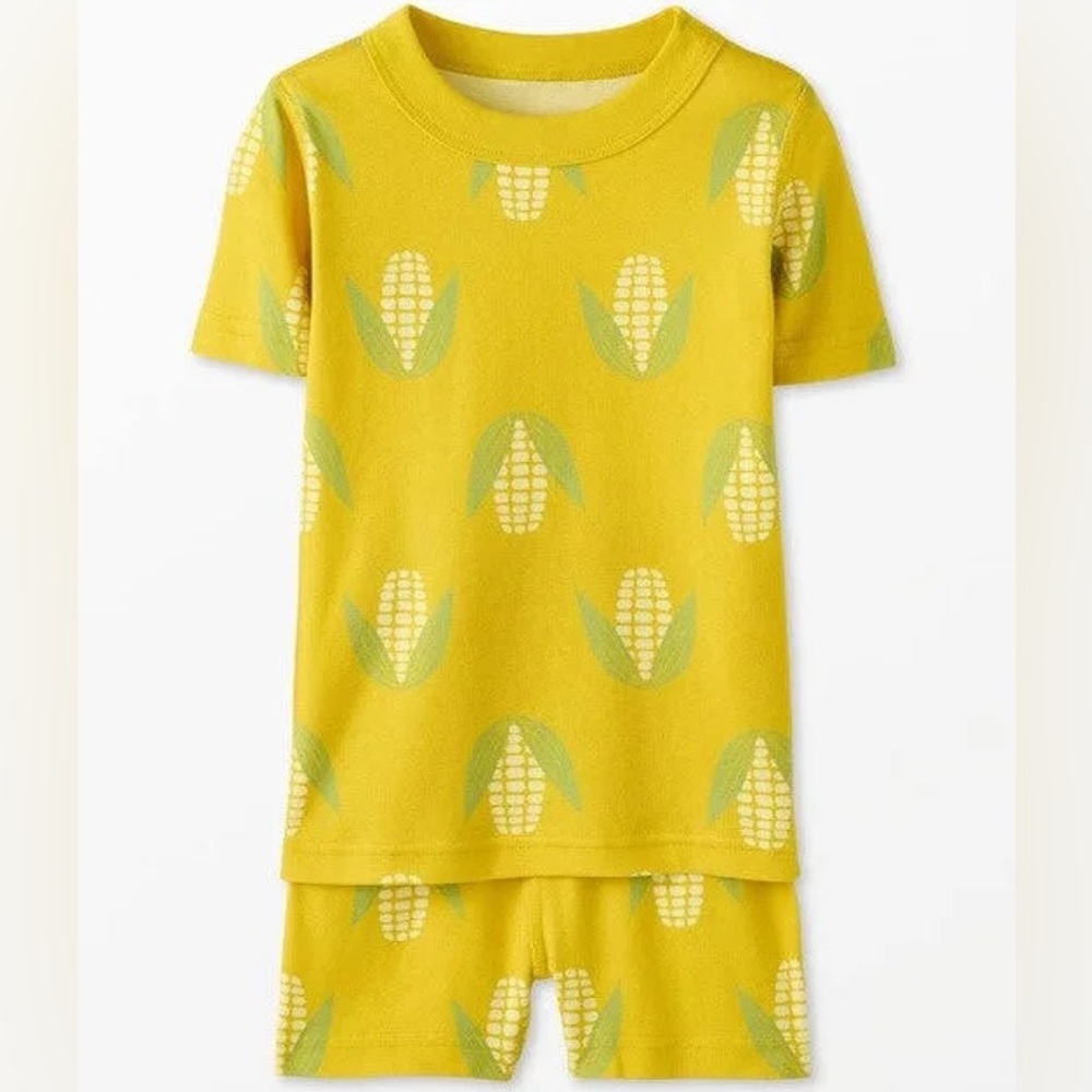Hanna Andersson Yellow Summer Corn Print Kids Pajamas! Size 14! Unisex!